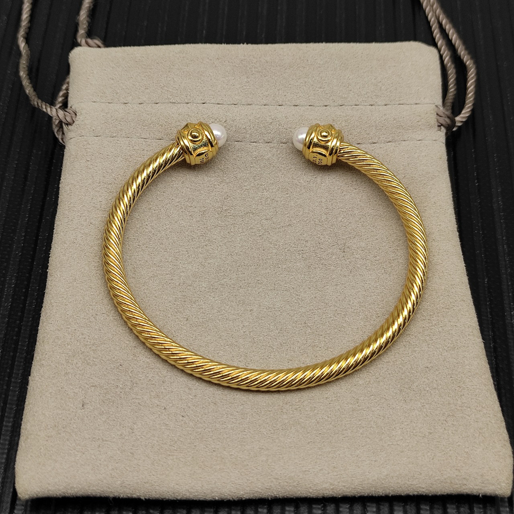 David Yurman Gold 4mm Diamond Pearl Bracelet - Picture 2 of 8